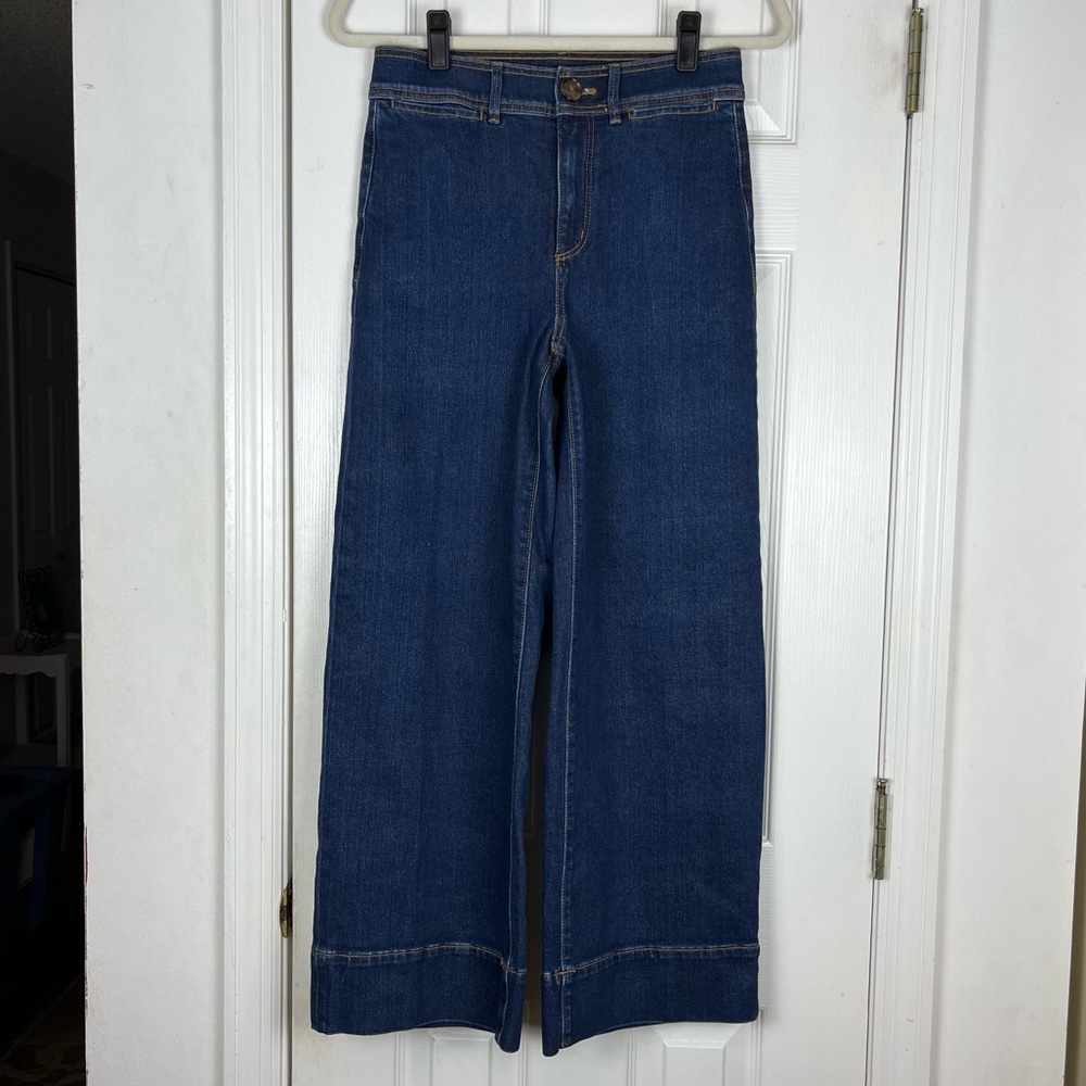 Ann Taylor The Wide Leg High Rise Dark Wash Denim Jeans